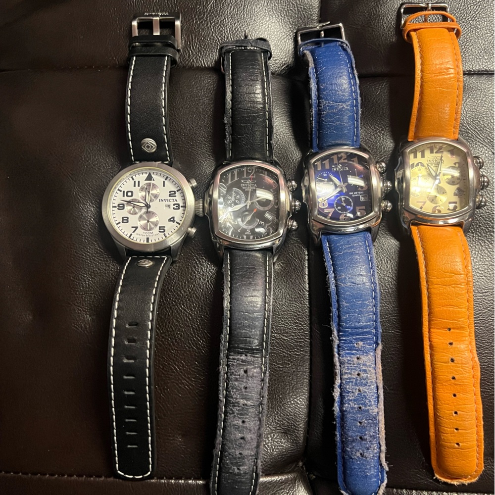 4 Invicta stylish Leather Men's Watches$175